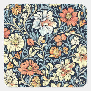 Sticker Carré style floral William Morris à motif d'acanthe