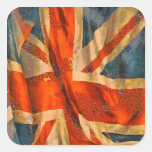 Sticker Carré Style Grunge Union Jack Drapeau britannique