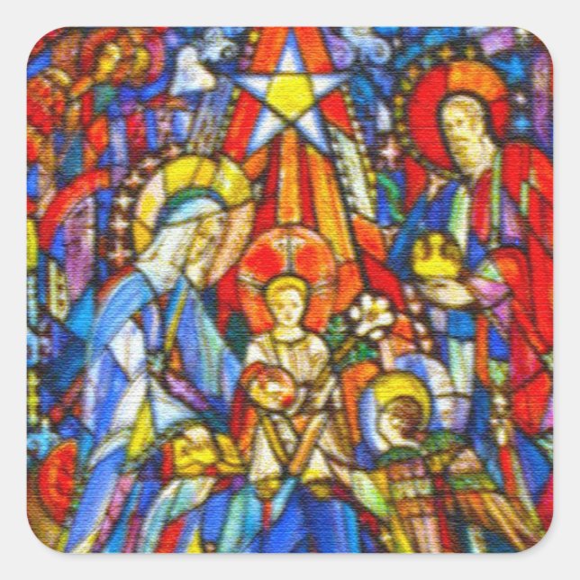 Sticker Carré Style Nativité Peint Verre (Devant)