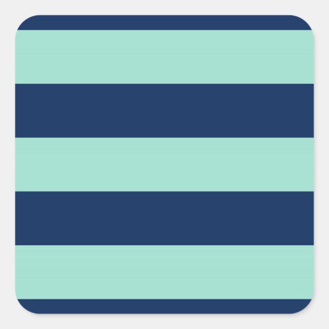 Sticker Carré Style Seafoam Green et Navy Stripes (Devant)
