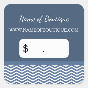 Sticker Carré Style Slate Blue Chevrons Boutique Prix Tags
