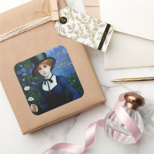 Sticker Carré Style vintage Joli sombre Academy Portrait fille