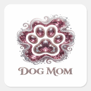 Sticker Carré Style vinyle maman de chien en or unique
