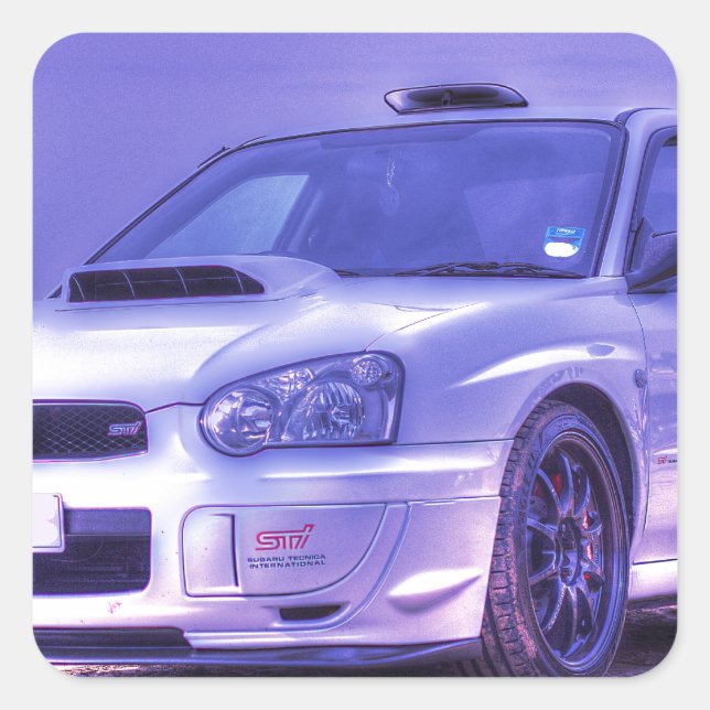 Sticker Carré Subaru Impreza WRX STi Spécifications C en blanc (Devant)