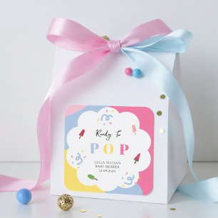 Sticker Carré Sucette Colorée Prête à Éclater Baby Shower