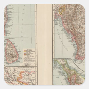 Sticker Carré Sud de l'Inde, Birmanie, péninsule malaise