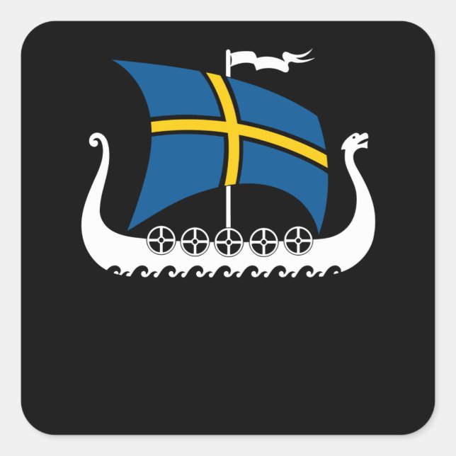 Sticker Carré Suédois Viking Ship Valhalla Swedish Viking Ship (Devant)