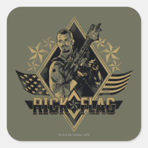 Sticker Carré Suicide Squad   Rick Flag Badge