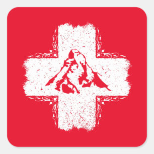 Sticker Carré Suisse Alpes Matterhorn - Suisse