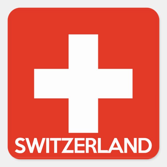 Sticker Carré Suisse symbole du pavillon nom du pays texte suiss (Devant)