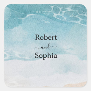 Sticker Carré Summer Blue Beach Wedding