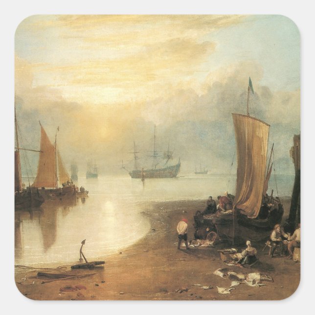 Sticker Carré Sun Rising Through Vapor par Joseph Turner (Devant)