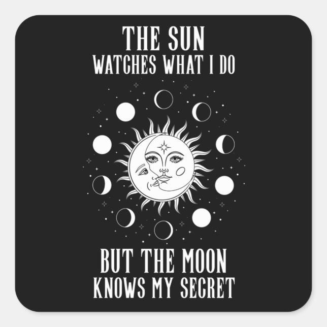 Sticker Carré Sun Watch Moon connaît Secret (Devant)