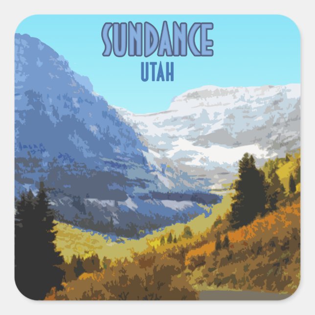 Sticker Carré Sundance Utah Mountains Vintage (Devant)
