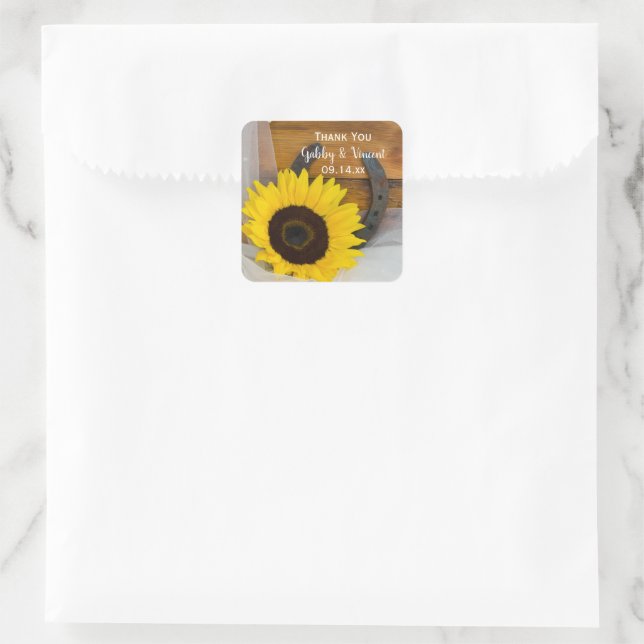 Sticker Carré Sunflower Horseshoe Wedding (Sac)