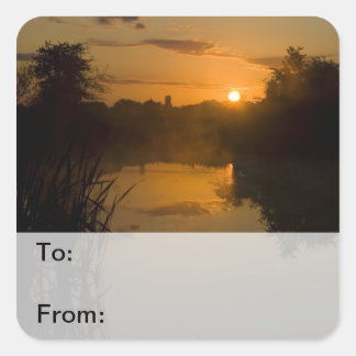 Sticker Carré Sunrise by a lake Gift Tags