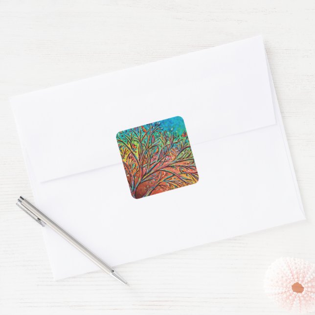 Sticker Carré Sunrise Treetop Birds II (Enveloppe)