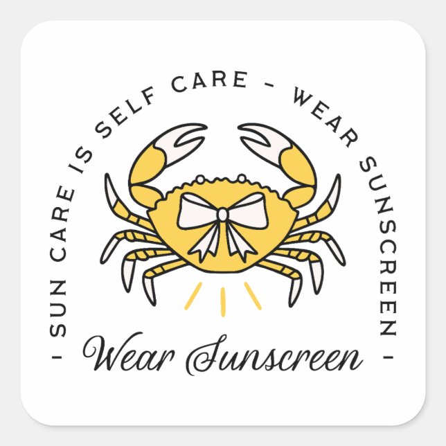 Sticker Carré Sunscreen spf dermatologist self care sun reminder (Devant)