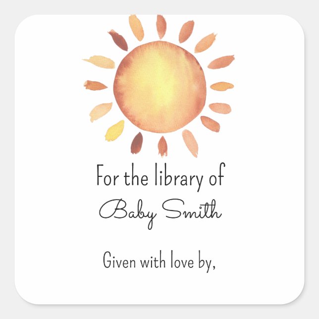 Sticker Carré Sunshine - Plaque baby shower (Devant)