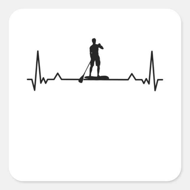 Sticker Carré SUP Heartbeat Paddle Boarding cadeau (Devant)