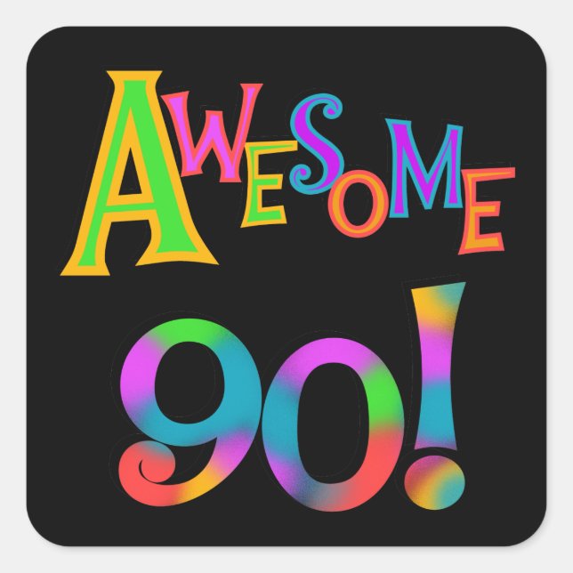 Sticker Carré Super 90 T-shirts et Gifs Anniversaires (Devant)