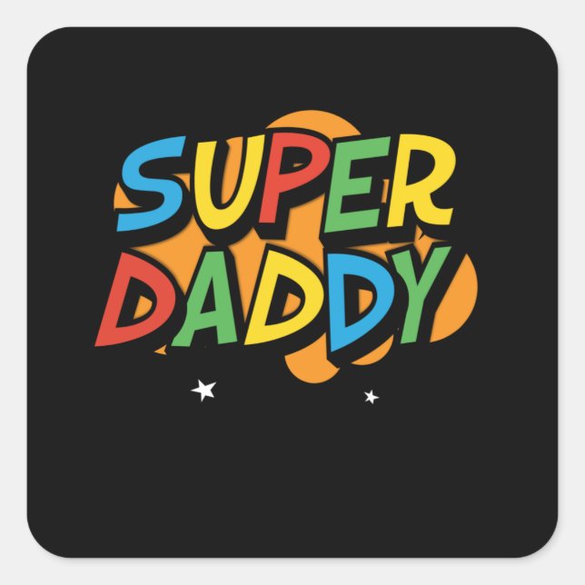 Sticker Carré Super Daddy Gamer Fête des pères cadeau (Devant)