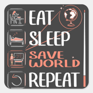 Sticker Carré Super Géographie Enseignant économise un cadeau de