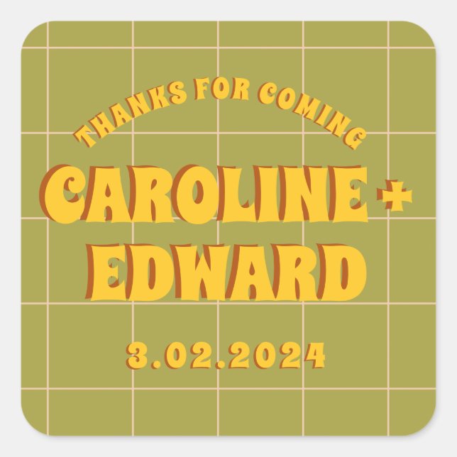 Sticker Carré Super Gras Vert Jaune Rouge Funky (Devant)