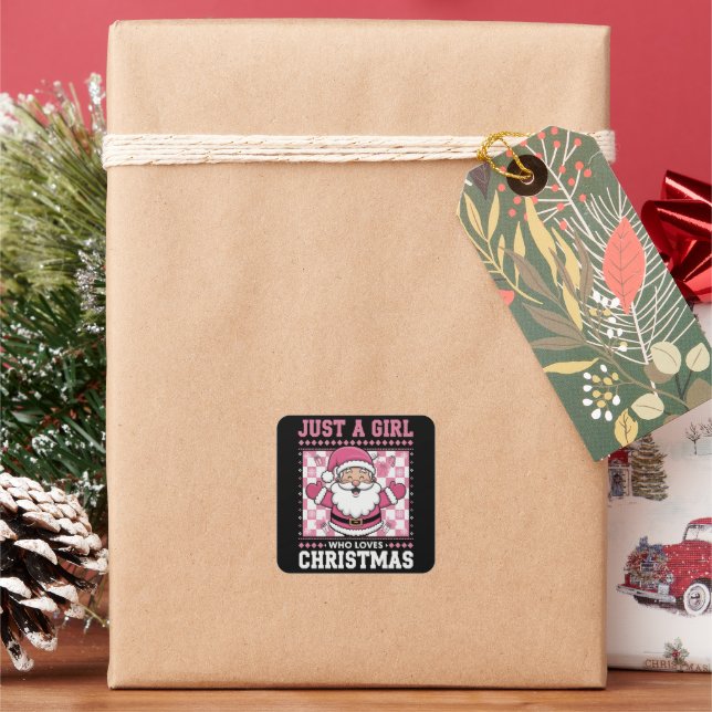 Sticker Carré Super Juste Une Fille Qui Aime Noël Noël Noël Père (vacances)