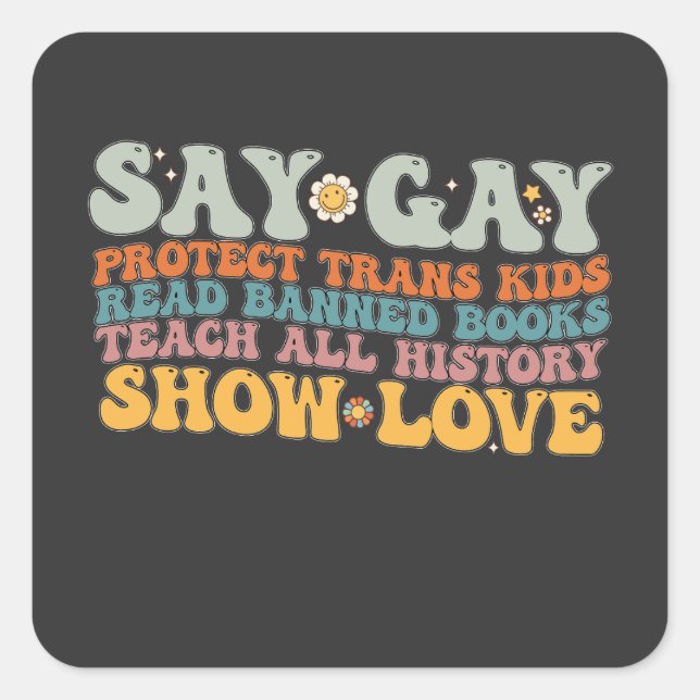 Sticker Carré Super LGBT Disent Gay Protéger Trans Enfants Lire  (Devant)