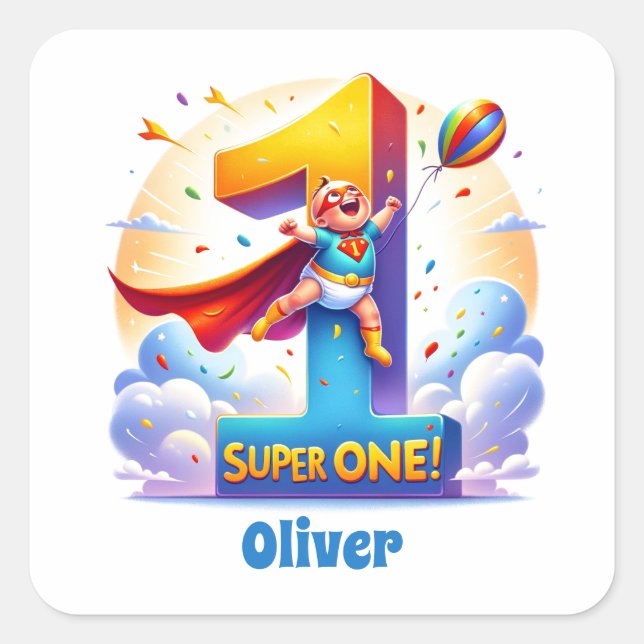 Sticker Carré Super 'One' - [Nom]'s Heroic Year (Devant)