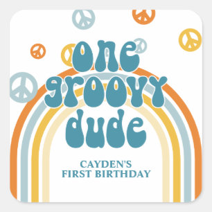 Sticker Carré Super One Retro Boy Premier anniversaire