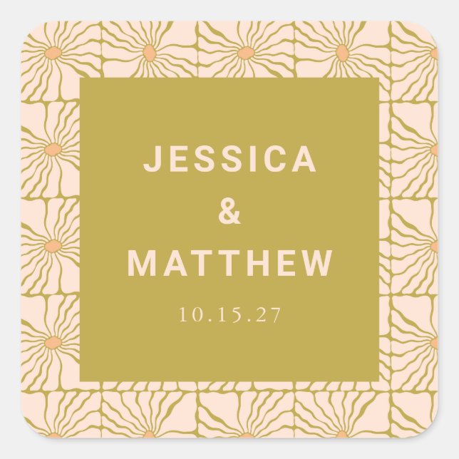 Sticker Carré Super Retro Chartreuse Botanique Personnalisé Mari (Devant)