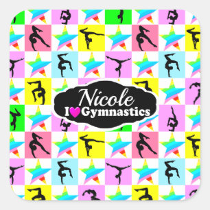STICKER CARRÉ SUPER STAR GYMNAST DESIGN GYMNAST