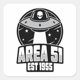 Sticker Carré Superficie 51 Alien Spacehip Retro