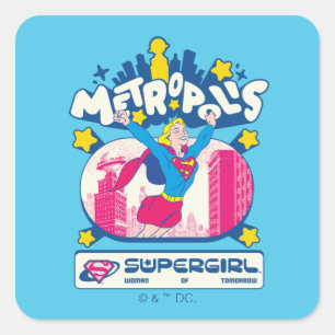 Sticker Carré Supergirl Super Pop Femme de demain