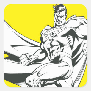 Sticker Carré Superman noir et blanc 2