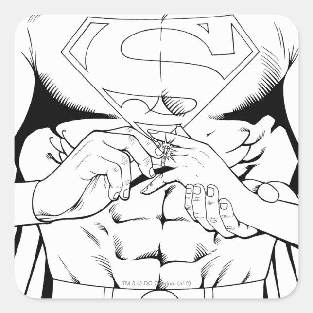 Sticker Carré Superman noir et blanc 3 (Devant)