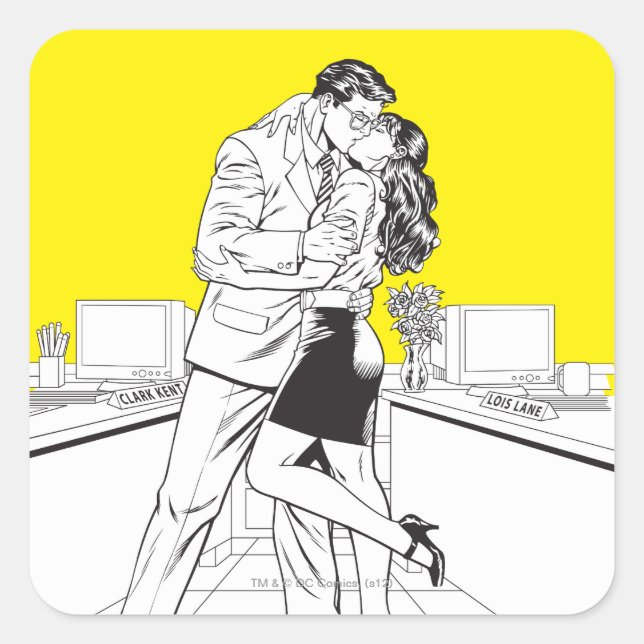 Sticker Carré Superman noir et blanc 5 (Devant)