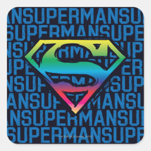 Sticker Carré Superman S-Shield  Logo Arc en ciel