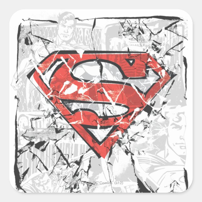 Sticker Carré Superman Stylisé | Logo comique découpé (Devant)