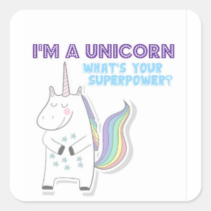 Sticker Carré Superpuissance de l'Unicorne