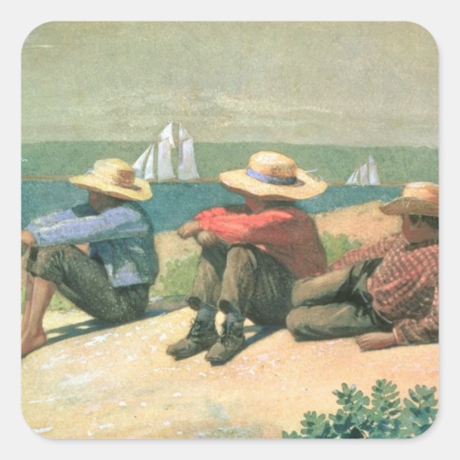 Sticker Carré Sur la plage, 1875 (w/c) (Devant)