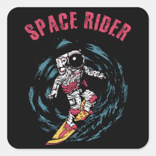 Sticker Carré Surf Astronaut Spatial Surfer