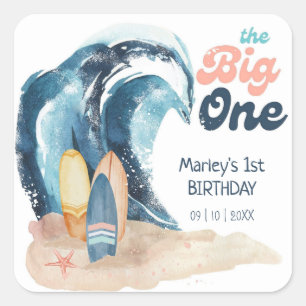 Sticker Carré Surf   Big One Beach 1er anniversaire