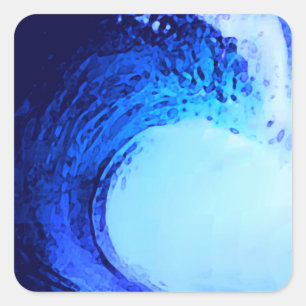 Sticker Carré surf cool bleu vague