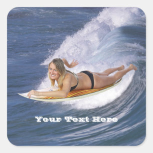 Sticker Carré Surf’s Up ! Attrape La Vague !