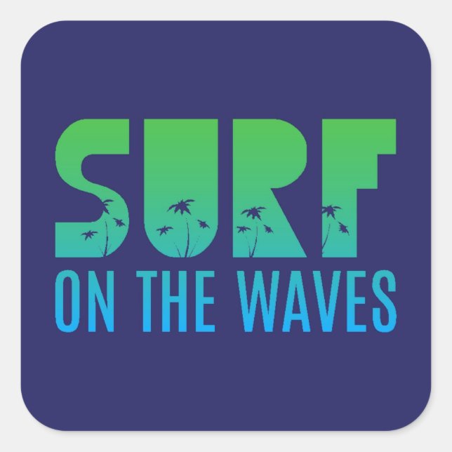 Sticker Carré Surf Sur L'Affiche Des Vagues (Devant)