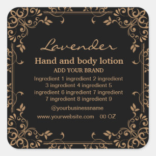 Sticker Carré Surface rectangulaire luxueuse en or et en noir