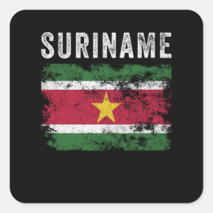 Sticker Carré Suriname Flag Distressed Surinamese Flag